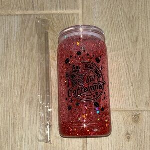 Red Glitter Tumbler with Straw